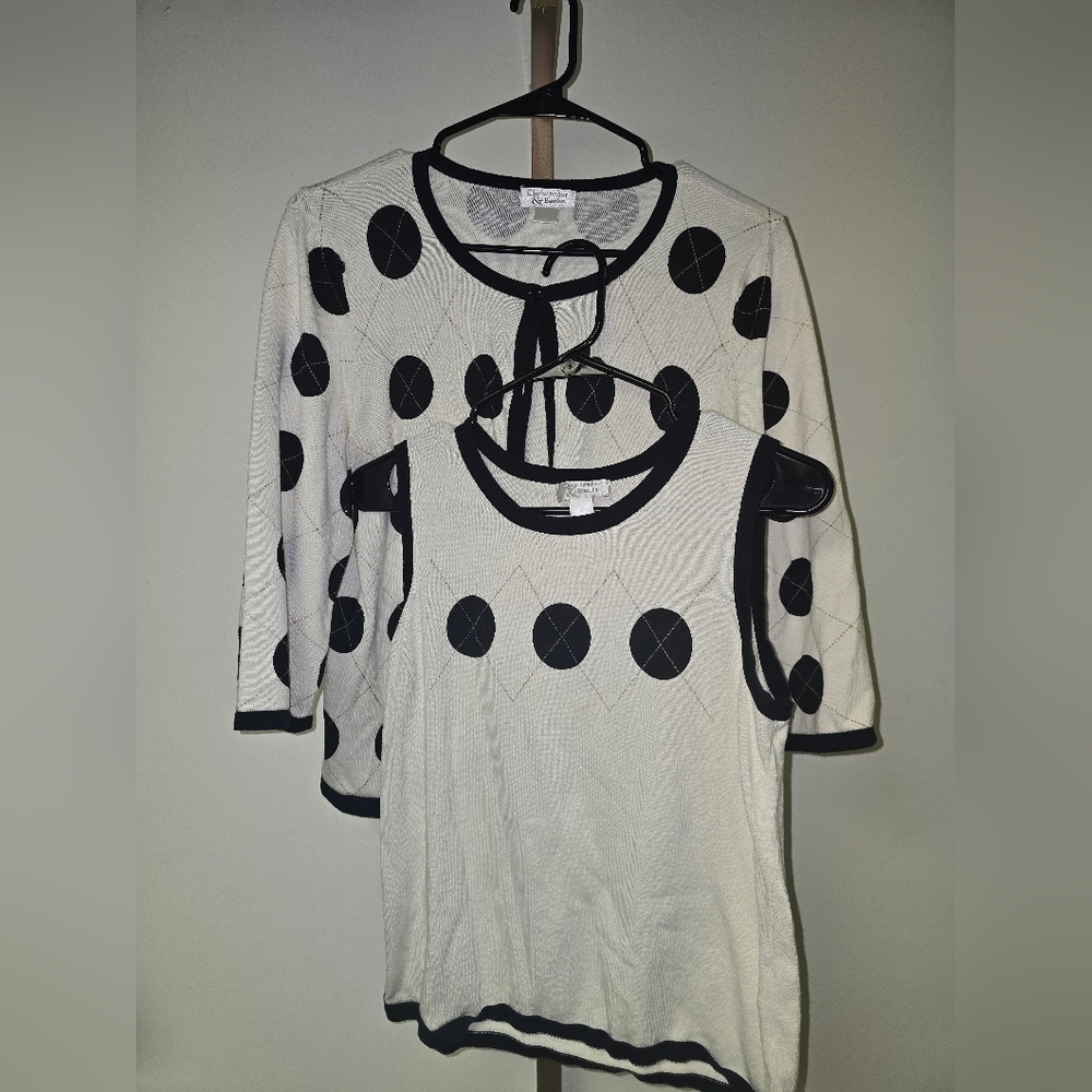 Christopher & Banks Black and Cream Top Set